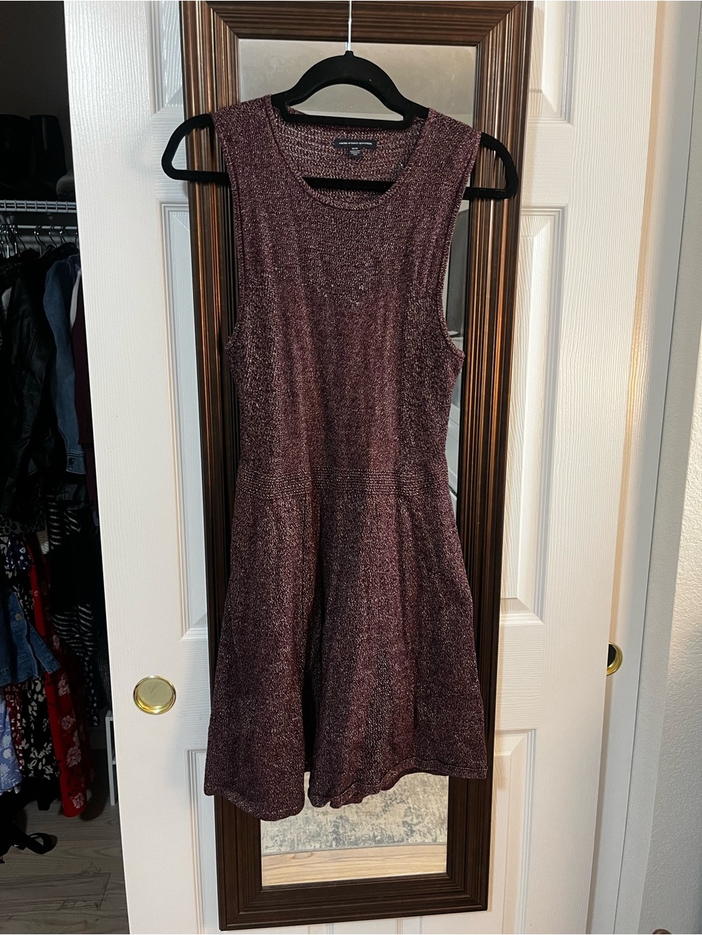 American Eagle Outfitters burgundy sparkly mini dress